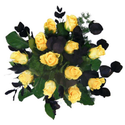 Long stemmed Yellow Roses - Stunning yellow roses make a perfect gift with delicate foliage throughout. Handtied and gift wrapped ready for your own vase. 48 hours notice may be required.